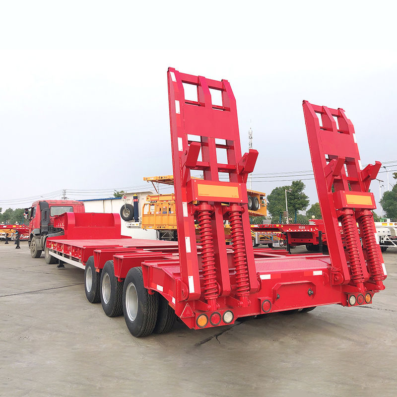 CIMC 3 Achse LowBed Halbanhänger Lkw Anhänger Ausrüstung Transport Hydraulisches Heben Niedrigjungen Anhänger FUWA Achse Schwerer Dut