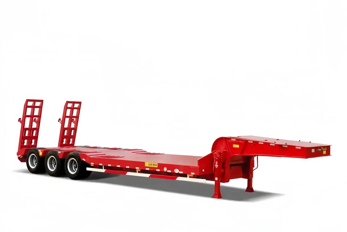 CIMC 3 Achse LowBed Halbanhänger Lkw Anhänger Ausrüstung Transport Hydraulisches Heben Niedrigjungen Anhänger FUWA Achse Schwerer Dut