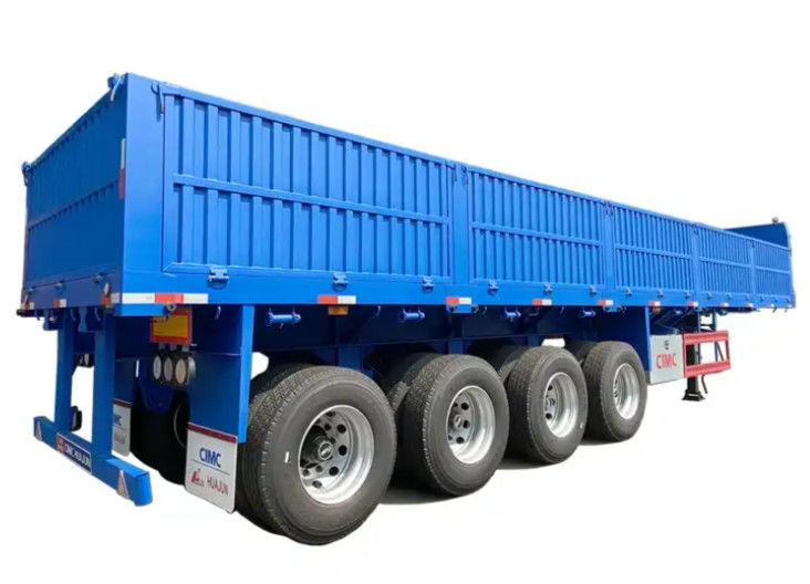 CIMC 4-Achsen-Flachbett-Anhänger mit 1000 mm Seitenwand 40Ton-Fahrzeug